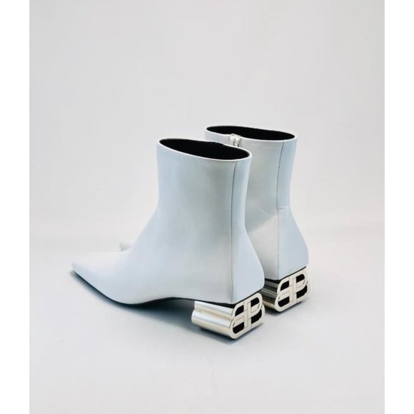 Balenciaga Ankle BB Logo Leather Pointy Boots - Picture 1 of 12